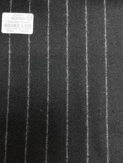 69582-13 26AW HERDREX [Tasmanian Flannel] Silk And Wool Black Stripe