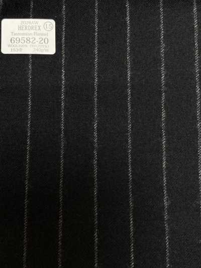69582-20 26AW HERDREX [Tasmanian Flannel] Silk And Wool Navy Stripe