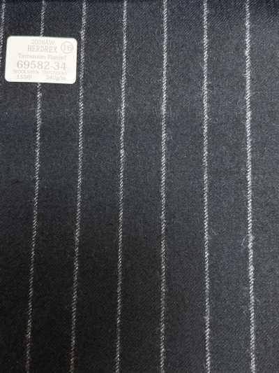 69582-34 26AW HERDREX [Tasmanian Flannel] Silk And Wool Navy Stripe