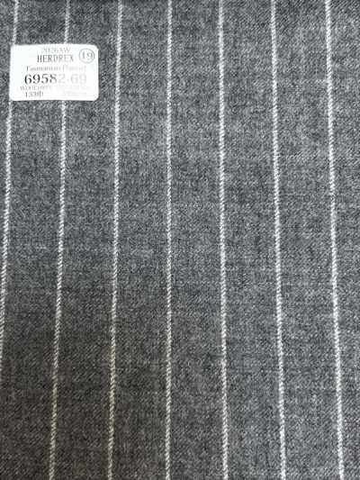 69582-69 26AW HERDREX [Tasmanian Flannel] Silk And Wool Light Gray Stripe