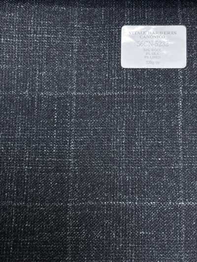 56CN5232 CANONICO WOOL SILK & LINEN FANCY SUITING Green/Off Windowpane