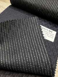 LA6511-NV Made In Japan Silk Lame Wool Stretch Navy Blue Stripe[Textile] HOSOI SYOJI Additional Images