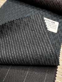 LA6511-GR Japanese-made Silk Lame Wool Stretch Green Stripe[Textile] HOSOI SYOJI Additional Images