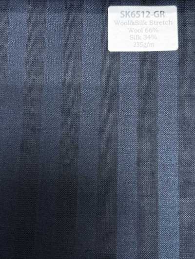 Japanese-made Silk Wool Stretch Brown Stripe