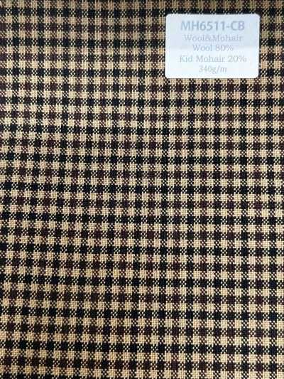 MH6511-CB Standard Japanese-made Wool Mohair Worsted (Tonic Style) Camel Brown Check