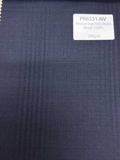 PR6531-NV Standard Japanese-made Premium Super 120's Single-thread Stretch Stripe Navy Blue