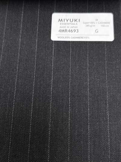 4MR4693 26AW Super100's × Cashmere Charcoal Heaven Gray Stripe