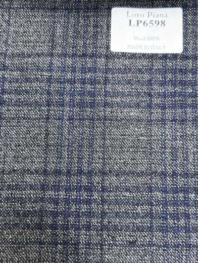 LP6598 Loro Piana Gray X Navy Blue Check