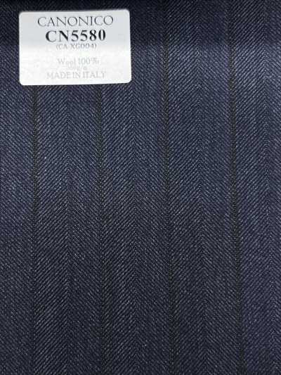 CN5580 CANONICO Super110's Navy Blue × Brown Stripe