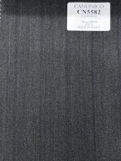 CN5582 CANONICO Super110's Green × Navy Blue Stripe