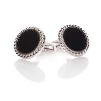 A-1 Sterling Silver Formal Cuffs &amp; Stud Set Onyx Silver Round[Formal Accessories] Yamamoto(EXCY) Sub Photo