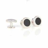 A-1 Sterling Silver Formal Cuffs &amp; Stud Set Onyx Silver Round[Formal Accessories] Yamamoto(EXCY) Sub Photo