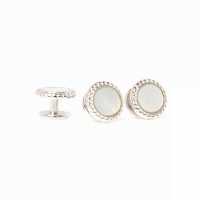 A-3 Sterling Silver Formal Cufflinks And Stud Set White Mother Of Pearl Shell Silver Round[Formal Accessories] Yamamoto(EXCY) Sub Photo