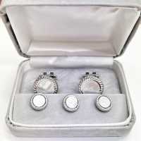 A-3 Sterling Silver Formal Cufflinks And Studs Set, Mother Of Pearl Shell Silver Round[Formal Accessories] Yamamoto(EXCY) Sub Photo