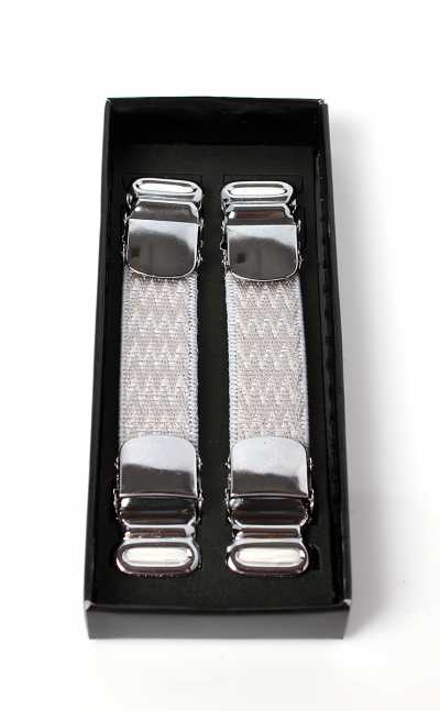 AB-13-Y Sleeve Garter Light Gray Herringbone Sleeve Hanger Type (Type That Holds The Sleeves Between The Top And Bottom)
