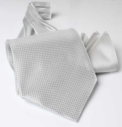 Japanese-made Silk Ascot Tie, Pique Pattern, Gray