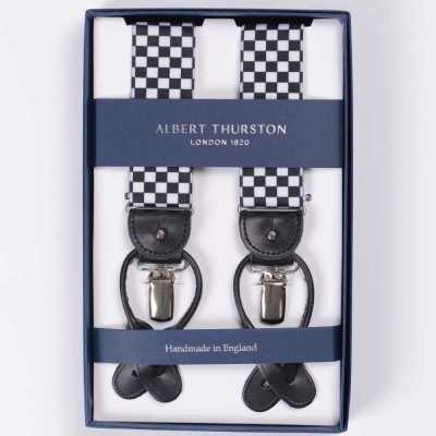 AT-1903 ALBERT THURSTON Suspenders, Checkered Flag Pattern, Elastic, 35 Mm