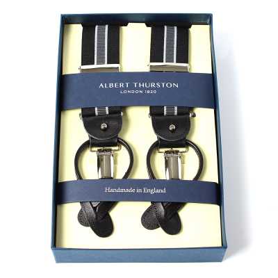 AT-2266-BK Albert Thurston Suspenders, Striped, 35MM, Black