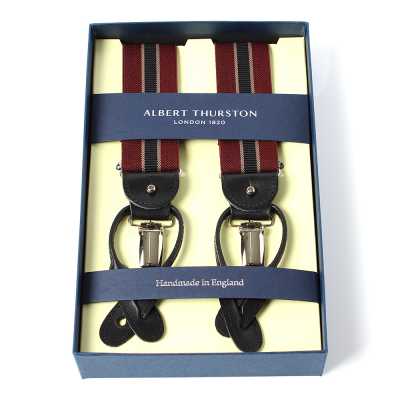 AT-2266-WI Albert Thurston Suspenders, Striped, 35MM, Wine