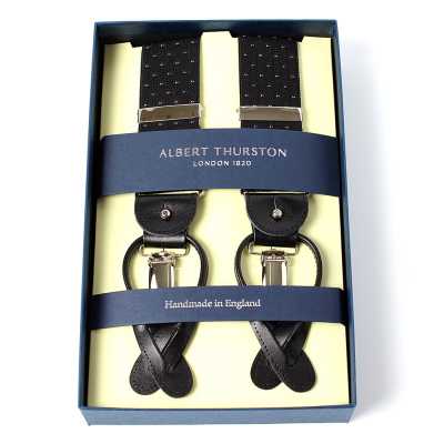 AT-2313-BK Albert Thurston Suspenders Pin Dot Pattern 35MM Black