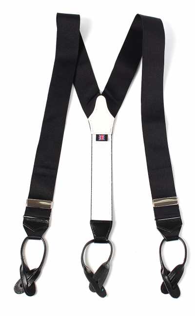 AT-40BB Albert Thurston Suspenders Black 40mm Rigid (Ribbon)