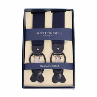 AT-NAVY Albert Thurston Suspenders Navy Blue Solid 35MM