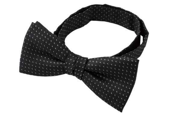 BF-118 Japanese-made Silk Bow Tie, Komon Pattern, Black