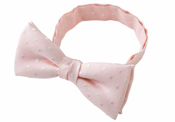 BF-974 Japanese-made Silk Bow Tie, Pink Polka Dot Pattern