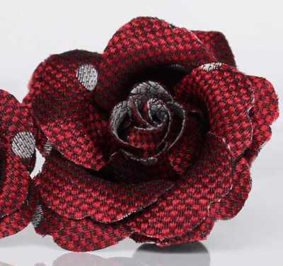 BTA-600 Made-in-Japan Silk Jacquard Boutonniere, Dot Pattern, Red