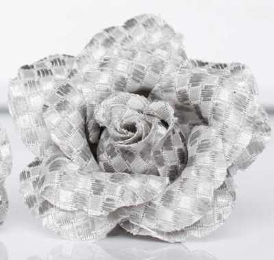 BTA-985 Made In Japan Silk Jacquard Boutonniere, Kanoko Pattern, Light Gray