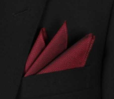Japanese-Made Silk Pocket Square, Komon Pattern, Maroon