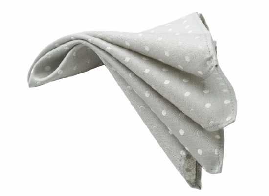 CF-940 Japanese-made Silk Pocket Square, Polka Dot, Light Gray