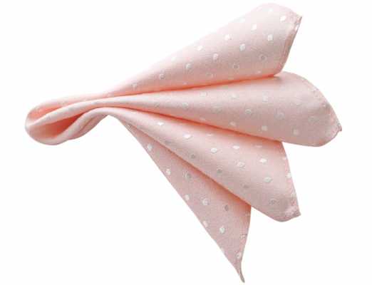 Japanese-made Silk Pocket Square, Pink Polka Dot Pattern