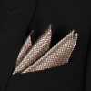 CF-992 Made In Japan 100% Silk Pocket Square, Kanoko Pattern, Brown