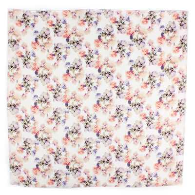CF-ROSE-WH Silk Print Handkerchief Rose White
