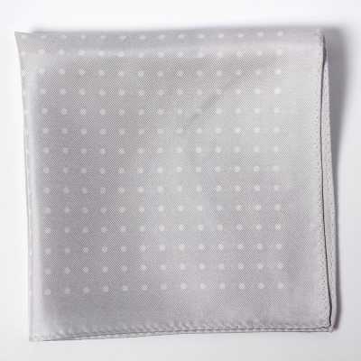 Dot Print Silk Scarf Light Gray