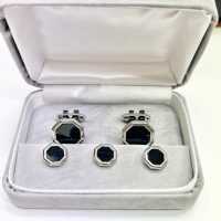 G-1 Formal Cuffs &amp; Stud Set Onyx Silver Octagon[Formal Accessories] Yamamoto(EXCY) Sub Photo