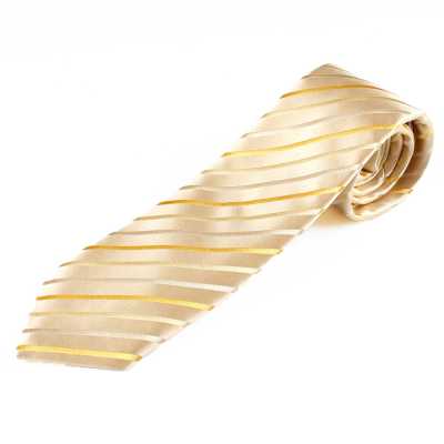 HVN-07 Handmade Tie Using VANNERS Fabric, Striped, Gold