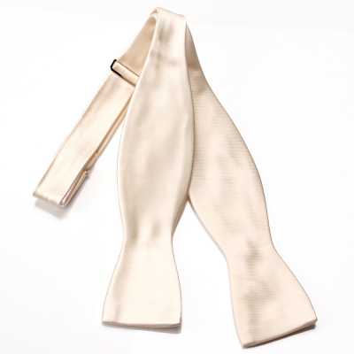 MT-203 Hand-tied Bow Tie Made With Luxurious Habutae Silk Fabric, Off-white