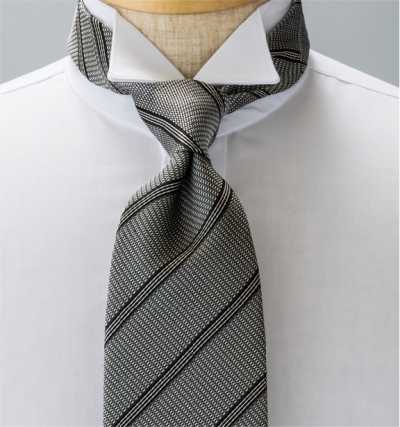 NE-28 Made In Japan Formal Necktie Dark Gray Stripe