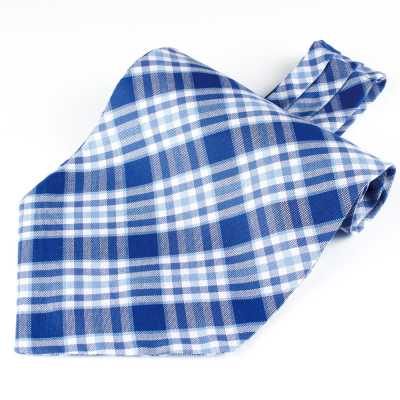RAS-02 Ascot Tie, Blue Check, Made With Ring Heart Fabric
