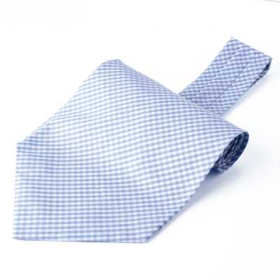 RAS-05 Ascot Tie Using Ring Heart Fabric, Sax Gingham Check