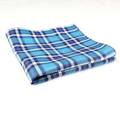 RCF-03 Check-pattern Green/blue Pocket Square Using Ringhart Fabric Made In England