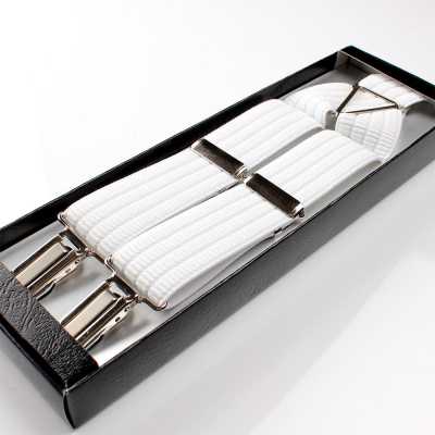 SR-101 Made In Japan White Clip-on X-Style Suspenders
