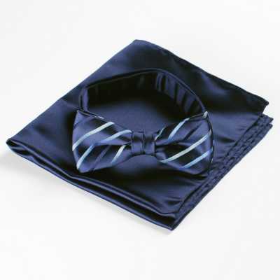 VBF-01 Bow Tie Made With VANNERS Fabric, Striped Pattern, Navy Blue