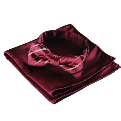 VBF-02 Bow Tie Made With VANNERS Fabric, Stripe Pattern, Wine