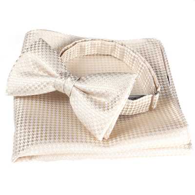VBF-11 Bow Tie Made With VANNERS Fabric, Houndstooth Pattern, Champagne Gold