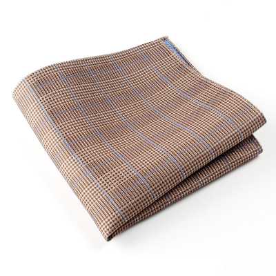 VCF-18 Pocket Square Made With VANNERS Fabric, Glen Check, Brown