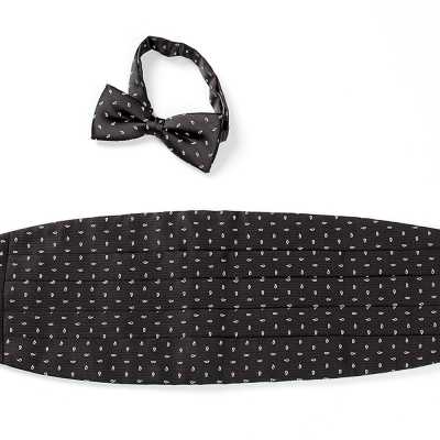 VCM-22 Cummerbund Using VANNERS Fabric, Paisley Dot, Black