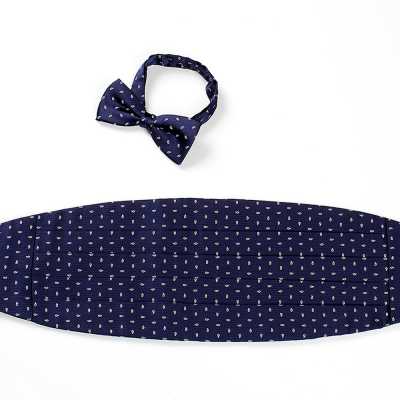 VCM-23 Cummerbund Made With VANNERS Fabric, Paisley Dot, Navy Blue